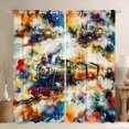 thumbnail image 1 of Manfei Cartoon Train Kitchen Curtains,Multicolor Smoke Pattern Black Out Curtains Pack of 2 (42x63 Each), 1 of 7