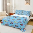 thumbnail image 1 of Manfei Cartoon Truck Boy Full Size Sheets 4-Piece, Construction Site Bed Sheets, Tractor Excavator Bulldozer Sheet Sets, Breathable Kids Bedroom Decor, 1 of 7
