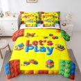 thumbnail image 1 of Manfei Cartoon Truck House Bedding Twin Size,Rainbow Building Block Comforter Sets with Sheets,Bricks Watercolor Gradient Bedding Sets Twin Size,Lightweight Bedroom Decor Reversible,7pcs, 1 of 7