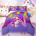 thumbnail image 1 of Manfei Cartoon Unicorn 3-Piece Full Size Comforter Sets,Kawaii Initial Bedding Comforter Set,Rainbow Stars Lightweight Bedding Sets,Microfiber Cute Room Decor,Reversible, 1 of 8