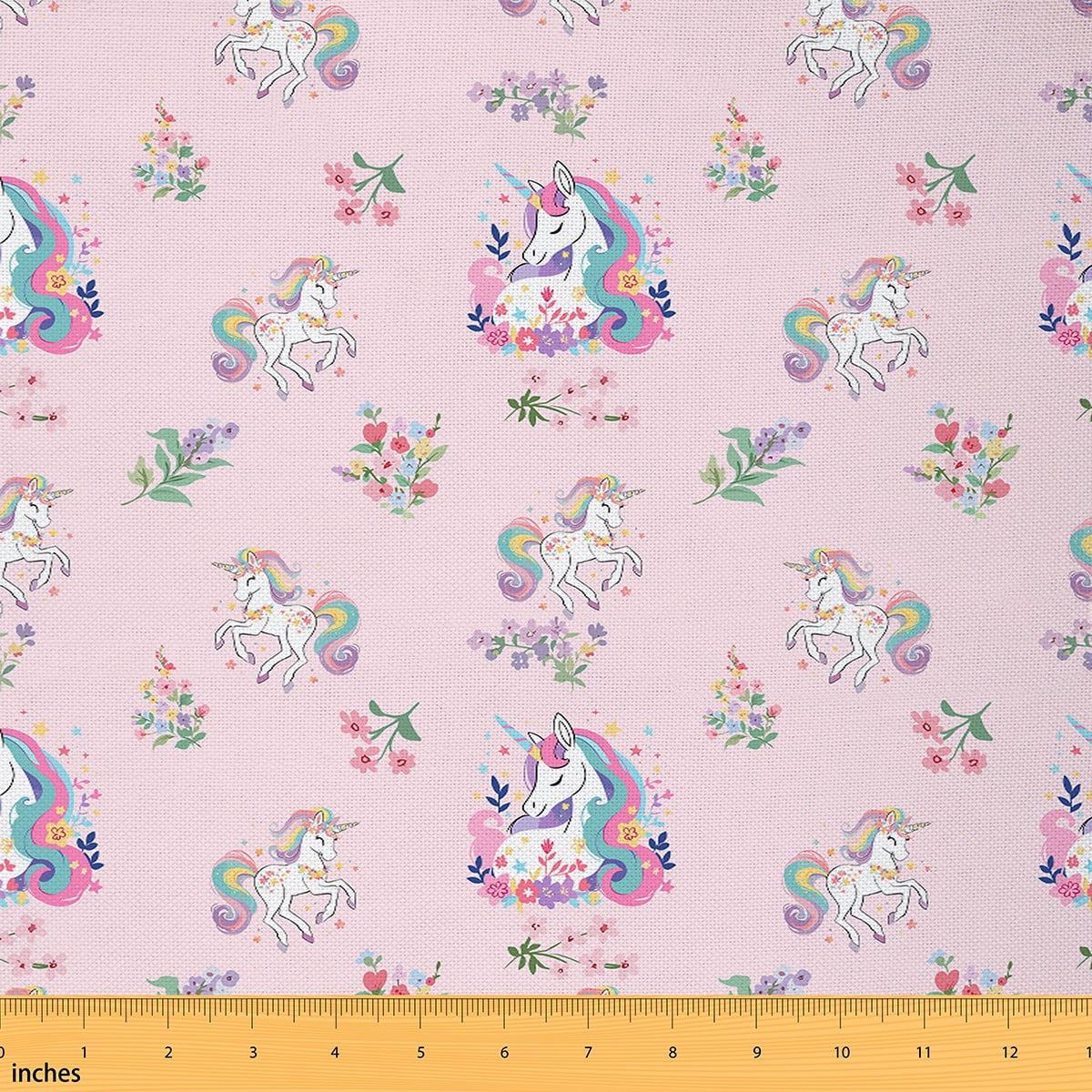 Manfei Rug Manfei Cartoon Unicorn Fabric by the Yard (2 Yards), Dreamy Flower ...
