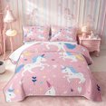 thumbnail image 1 of Manfei Cartoon Unicorn Flowers Twin Quilt Set 2 Pieces,Cute Animal Twin Coverlet Set,1 Bedspread and 1 Pillowcase, 1 of 7