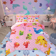 thumbnail image 1 of Manfei Cartoon Whale Turtle Octopus 3 Pieces Queen Comforter Set,Ocean Animal Ultra Soft Bedding Sets,Marinewildlife Bedding Comforter Set,Breathable Kawaii Home Decor,Reversible, 1 of 8