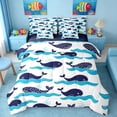 thumbnail image 1 of Manfei Cartoon Whale Twin Bedding Sets for Kids Boys and Girls, Sea Animal Bedding Comforter Set, Navy Reversible 7pcs, 1 of 6