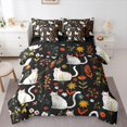 thumbnail image 1 of Manfei Cartoon White Cat Twin Bedding Sets 7-Piece for Kid, Vibrant Groovy Flower Bedding Comforter Set, Hippie Botanical Reversible Sheet Sets, Luxury Bedroom Decor, 1 of 7