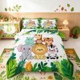 thumbnail image 1 of Manfei Cartoon Wildlife Party Full Size Comforter Sets, Kawaii Lion Elephant Bedding Comforter Set, White Green, Polkadot Reversible, 3 Pieces, 1 Comforter and 2 Pillowcases, 1 of 7
