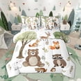 thumbnail image 1 of Manfei Cartoon Woodland Animal Twin Bedding Sets 7-Piece for Kids Boys Girls, Bear Raccoon Fox Bedding Comforter Set, Rabbit Deer Hedgehog Sheet Sets, Lightweight Bedroom Decor, 1 of 8