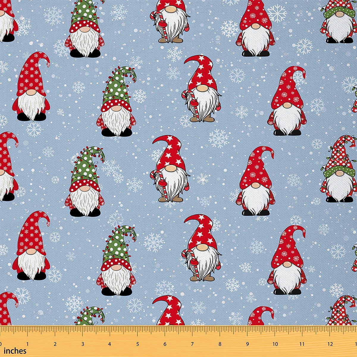 Manfei Cartoon Xmas Gnome Fabric by the Yard 2 Yards for Kids Children, Pink Merry Christmas Room Decor Fabric by the Yard, Happy New Year Snowflake Fabric for Sewing, Blue Red White