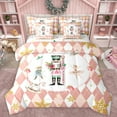 thumbnail image 1 of Manfei Cartoon Xmas Nutcracker Bedding Comforter Set 7pcs for Kids, Pink Princess Fairy Elf Queen Bedding Sets, Dreamy Gold Snowflake Reversible Queen Sheet Sets, Super Cozy Room Decor, 1 of 7