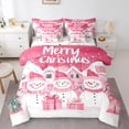 thumbnail image 1 of Manfei Cartoon Xmas Snowman 7-Piece Bedding Comforter Set,Pink Christmas House King Bedding Sets,Happy New Year Bed Sheets For Kids,Super Cozy Room Decor Reversible, 1 of 8
