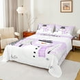 thumbnail image 1 of Manfei Cartoon Xmas Snowman Queen Sheet Sets,Happy New Year Flat Sheet,White Purple Black Queen Fitted Sheet For Kids,Super Cozy Room Decor,4-Piece, 1 of 7