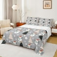 thumbnail image 1 of Manfei Cartoon Xmas Tree Bed Sheets,Cute Christmas Snowman King Sheets,Gray White Orange Sheet Set For Kids,Breathable Home Decor,4pcs, 1 of 7