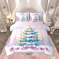 thumbnail image 1 of Manfei Cartoon Xmas Tree Twin Bedding Sets 7 Pieces, Merry Christmas Bedding Comforter Set, Pink Purple Bow Knot Sheet Sets for Girls, Breathable Home Decor, 1 of 7
