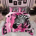 thumbnail image 1 of Homewish Cartoon Zebra Animal Bedding Comforter Set, Black Pink Stripes Twin Comforter Sets, Vintage Oil Printing Reversible Bedding Set, SBreathable Home Decor, 2 Pieces, 1 of 8
