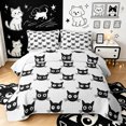 thumbnail image 1 of Manfei Cat Head Twin Quilt Set, Cute Kitten Face Twin Coverlet Set, Black White, 2pcs, 1 Bedspread and 1 Pillowcase, 1 of 7