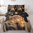thumbnail image 1 of Manfei Cat Kitten Child Twin Bedding Sets 7-Piece, Glitter Stars Print Bedding Comforter Set, Kawaii Animal Reversible Sheet Sets, Lightweight Room Decor, 1 of 7