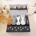thumbnail image 1 of Manfei Cat Kitten Fitted Sheet Full, Cute Paw Footprint Bed Set, Black Gray, 3 Pieces, 1 Fitted Sheet and 2 Pillowcases, 1 of 6