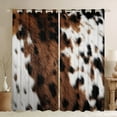 thumbnail image 1 of Manfei Cattle Hide Cowhide Black Out Curtains,Rustic Farmhouse Cabin Curtains Pack of 2 (42x63 Each),Brown White Black Bedroom Curtains For Children,Breathable Home Decor, 1 of 6