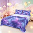 thumbnail image 1 of Manfei Celestial Nebula King Sheets,Sparkling Stars Print Bedding,Purple Pink,4-Piece,1 Flat Sheet,1 Fitted Sheet and 2 Pillowcases, 1 of 6
