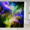thumbnail image 1 of Manfei Celestial Nebula Shower Curtain 72Wx78L,Glowing Stars Print Bath Curtain,Purple Green, 1 of 5