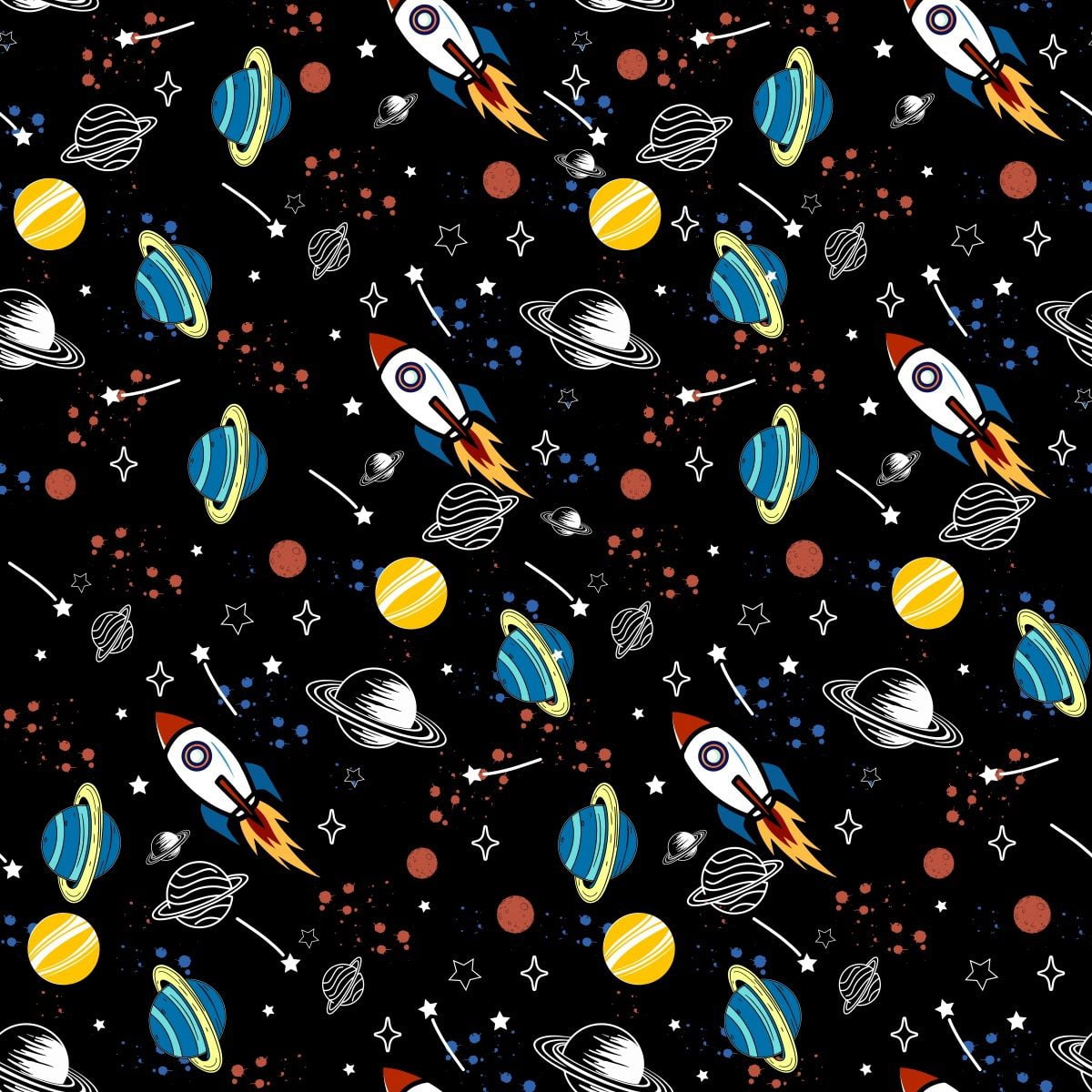 Manfei Celestial Planets 7-Piece King Bedding,Cartoon Rocket Pattern ...