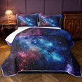thumbnail image 1 of Manfei Celestial Starry Sky Bed Spread Queen,Dreamy Nebula Queen Coverlet Set,Blue Purple,Black Reversible,3 Pieces,1 Quilt and 2 Pillowcases, 1 of 7