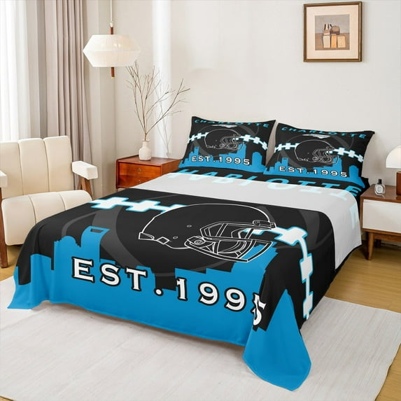 Manfei Charlotte Bed Sheets Set Twin Size,Rugby Sports Bedding Sets Twin Size,Rugby Ball Sport Bed Sheets Twin,Breathable Room Decorative,3pcs