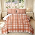 thumbnail image 1 of Manfei Checkered Art Bed Spread Queen,Geometric Plaid Queen Coverlet Set,Orange,3 Pieces,1 Quilt and 2 Pillowcases, 1 of 7