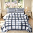 thumbnail image 1 of Manfei Checkered Art Bed Spread Queen,Geometric Plaid Queen Coverlet Set,White Navy,3 Pieces,1 Quilt and 2 Pillowcases, 1 of 7