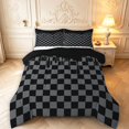 thumbnail image 1 of Manfei Checkered Art King Size Comforter Sets,Geometric Plaid Comforters King Size,Black Gray,Black Reversible,3 Pieces,1 Comforter and 2 Pillowcases,3 Pieces,1 Comforter and 2 Pillowcases, 1 of 7