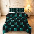 thumbnail image 1 of Manfei Checkered Art King Size Comforter Sets,Geometric Plaid Comforters King Size,Green,Black Reversible,3-Piece,1 Comforter and 2 Pillowcases,3-Piece,1 Comforter and 2 Pillowcases, 1 of 7