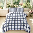 thumbnail image 1 of Manfei Checkered Art Queen Comforter Set,Geometric Plaid Comforter Sets Queen,White Navy,Reversible,3-Piece,1 Comforter and 2 Pillowcases,3-Piece,1 Comforter and 2 Pillowcases, 1 of 7