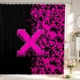 thumbnail image 1 of Manfei Checkered Art Shower Curtain 72Wx72L,Retro Pixel Bathroom Curtain,Black Pink, 1 of 5