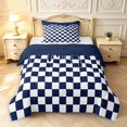 thumbnail image 1 of Manfei Checkered Art Twin Comforter Sets,Geometric Plaid Bedding Set,Navy White,Navy Blue Reversible,2-Piece,1 Comforter and 1 Pillowcase,2-Piece,1 Comforter and 1 Pillowcase, 1 of 7
