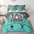 thumbnail image 1 of Manfei Cheeleader Gifts Twin Bedding Sets 7 Pieces,Cheer Dancer Bedding Comforter Set 7 Pieces,Cyan Diamond Sequins Sheet Sets For Girl,Ultra Soft Bedroom Decorative Reversible, 1 of 7