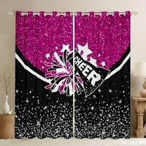 Manfei Cheer Team Black Out Curtains for Teens Girls,Bling Crystal Glitter Curtains Pack of 2 (42x63 Each),Girly Dreamy Dance Bedroom Curtains,Super Cozy Room Decor