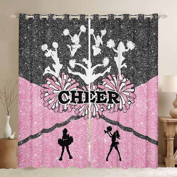 Manfei Cheerleading Black Out Curtains,Cheeleader Gifts Curtains Pack of 2 (42x63 Each),Preppy Dancer Bedroom Curtains,Lightweight Room Decor