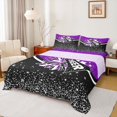 thumbnail image 1 of Manfei Cheerleading Cheer Team 4 Pieces Queen Sheet Sets for Children Kids Teens,Black Purple Ultra Soft Flat Sheet,Bling Crystal Glitter Queen Fitted Sheet,Microfiber Bedroom Decor, 1 of 7