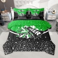 thumbnail image 1 of Manfei Cheerleading Cheer Team 7-Piece Twin Bedding Sets for Children Kids Teens,Black Green Bedding Comforter Set,Bling Crystal Glitter Breathable Sheet Sets,Microfiber Bedroom Decor, 1 of 8