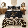 thumbnail image 1 of Manfei Cheetah Initial P Full Size Comforter Sets,Leopard Print Bedding Comforter Set,Black Brown,Black Reversible,3 Pieces,1 Comforter and 2 Pillowcases, 1 of 7