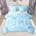 thumbnail image 1 of Manfei Cheetah Leopard Print 7-Piece Twin Bedding Sets, Cartoon Blue Bowknot Bow Bedding Comforter Set, Kawaii Princes Style Reversible Sheet Sets, Luxury Bedroom Decor, 1 of 8
