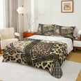 thumbnail image 1 of Manfei Cheetah Leopard Print Bed Sheets, Black Brown King Sheets, Fashion Geometric Stripes Sheet Set, Lightweight Room Decor, 4-Piece, 1 of 7