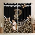 thumbnail image 1 of Manfei Cheetah Monogrammed P Blackout Curtains,Kawaii Bowknot Butterfly Curtains Pack of 2 (42x84 Each),Black Brown, 1 of 6