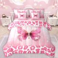 thumbnail image 1 of Manfei Cheetah Pattern 7-Piece Twin Bedding Sets,Leopard Print Kawaii Butterfly Bedding Comforter Set,Pink White Sheet Sets For Girls Kids,Luxury Bedroom Decor Reversible, 1 of 8