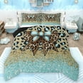 thumbnail image 1 of Manfei Cheetah Pattern Bow Queen Comforter Set,Leopard Print Bowtie Bedding Sets,Blue Gold Glitter Print Bedding Comforter Set For Girls Kids,Luxury Bedroom Decor Reversible,3-Piece, 1 of 8