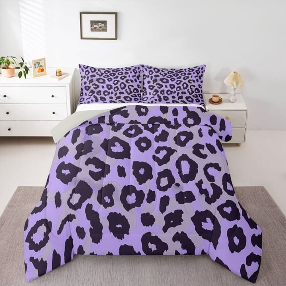 Manfei Cheetah Print Comforter Sets Queen Size,Safari Animal For Boys Kids Comforters & Duvets,Farmhouse Blue Bedding Queen Comforter Set,Ultra Soft Bedroom Decoration Reversible,3-Piece