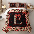 thumbnail image 1 of Manfei Cheetah Print Letter Monogrammed E Twin Quilt Set for Women Girls,Teens Adults Shabby Chic Red Ribbon Bow Twin Coverlet Set, 1 of 7