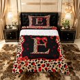 thumbnail image 1 of Manfei Cheetah Print Letter Monogrammed E Twin Sheet Sets 3pcs for Women Girls,Teens Adults Shabby Chic Red Ribbon Bow Bedding,Breathable Home Decor, 1 of 5
