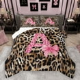 thumbnail image 1 of Homewish Cheetah Print Letter Queen Comforter Set, Pink Bowknot Monogrammed A Bedding Sets, Modern Fashion Style Reversible Bedding Comforter Set, Super Cozy Room Decor, 3-Piece, 1 of 8