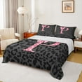 thumbnail image 1 of Homewish Cheetah Print Letter Twin Sheet Sets, Pink Bowknot Monogrammed P Twin Fitted Sheet, Modern Fashion Style Flat Sheet, Luxury Bedroom Decor, 3-Piece, 1 of 7